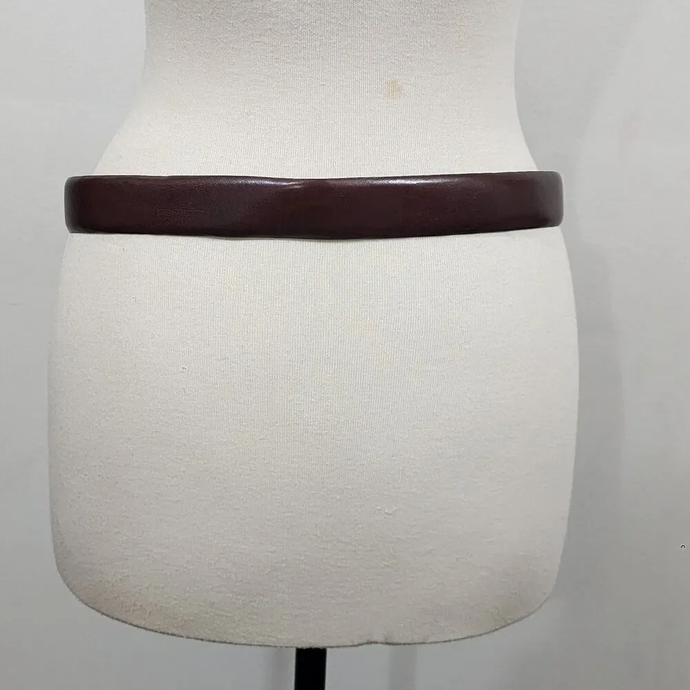 Vintage 90s Ralph Lauren Polo Brown Leather Belt Mens W34 Rectangle Buckle
